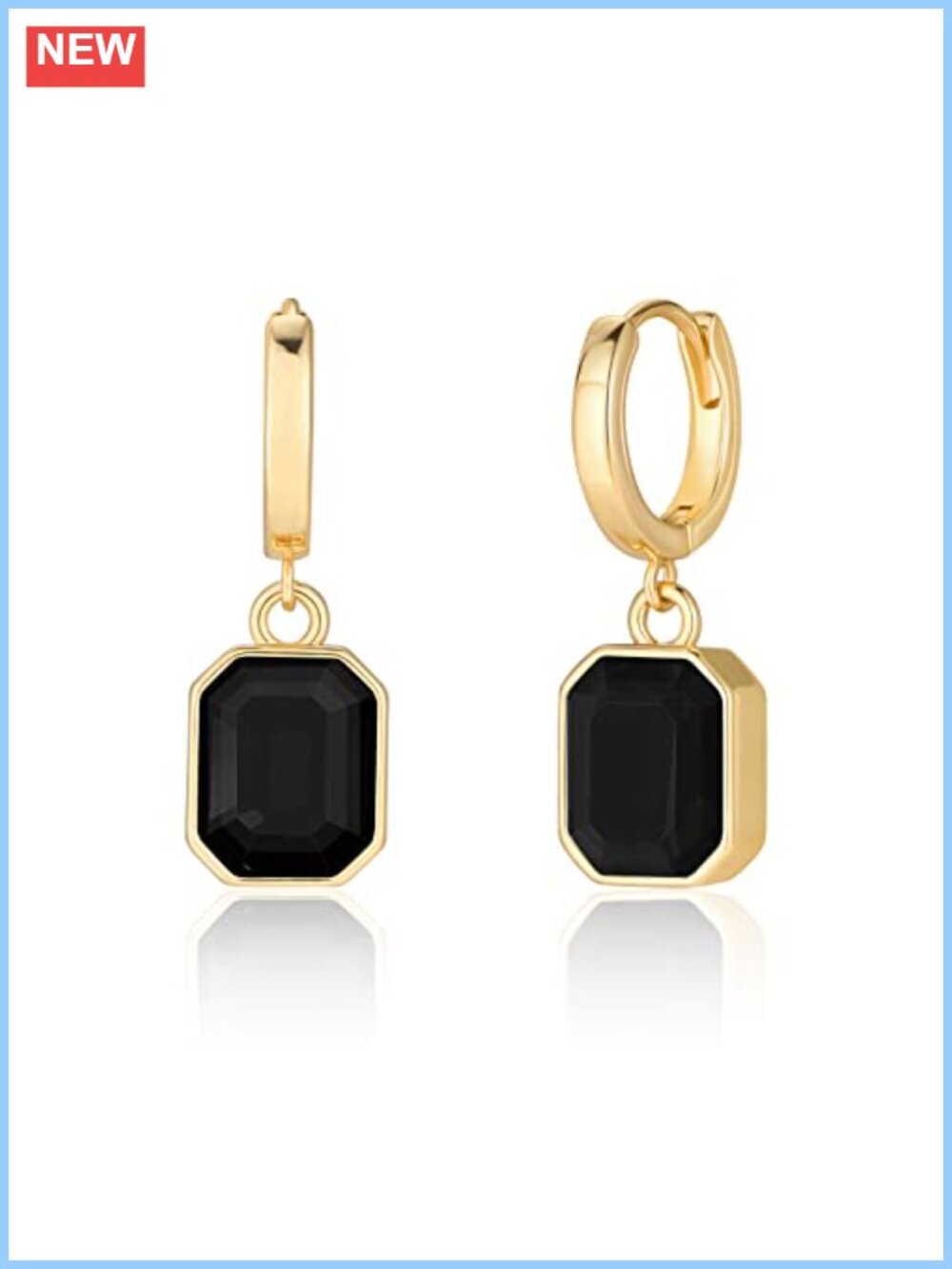 18K Gold Plated Huggie Hoop Drop Earrings Crystal Birthstone Hypoallergenic